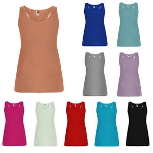 Damen Tank-Top Racerback Trägershirt Shirt Tanktop 100% Baumwolle S-XXL BY6535 - Bild 1 von 15