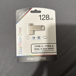 Memorex Dual Flash Drive 128GB Type-C & Type-A USB 3.2 For Android & Apple - Picture 1 of 2