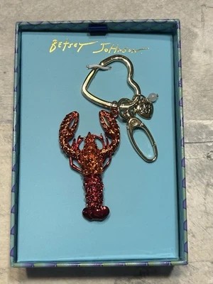 Betsey Johnson Cristal Rojo Langosta Tono Dorado Llavero Bolso Dije Foto 1 de 4