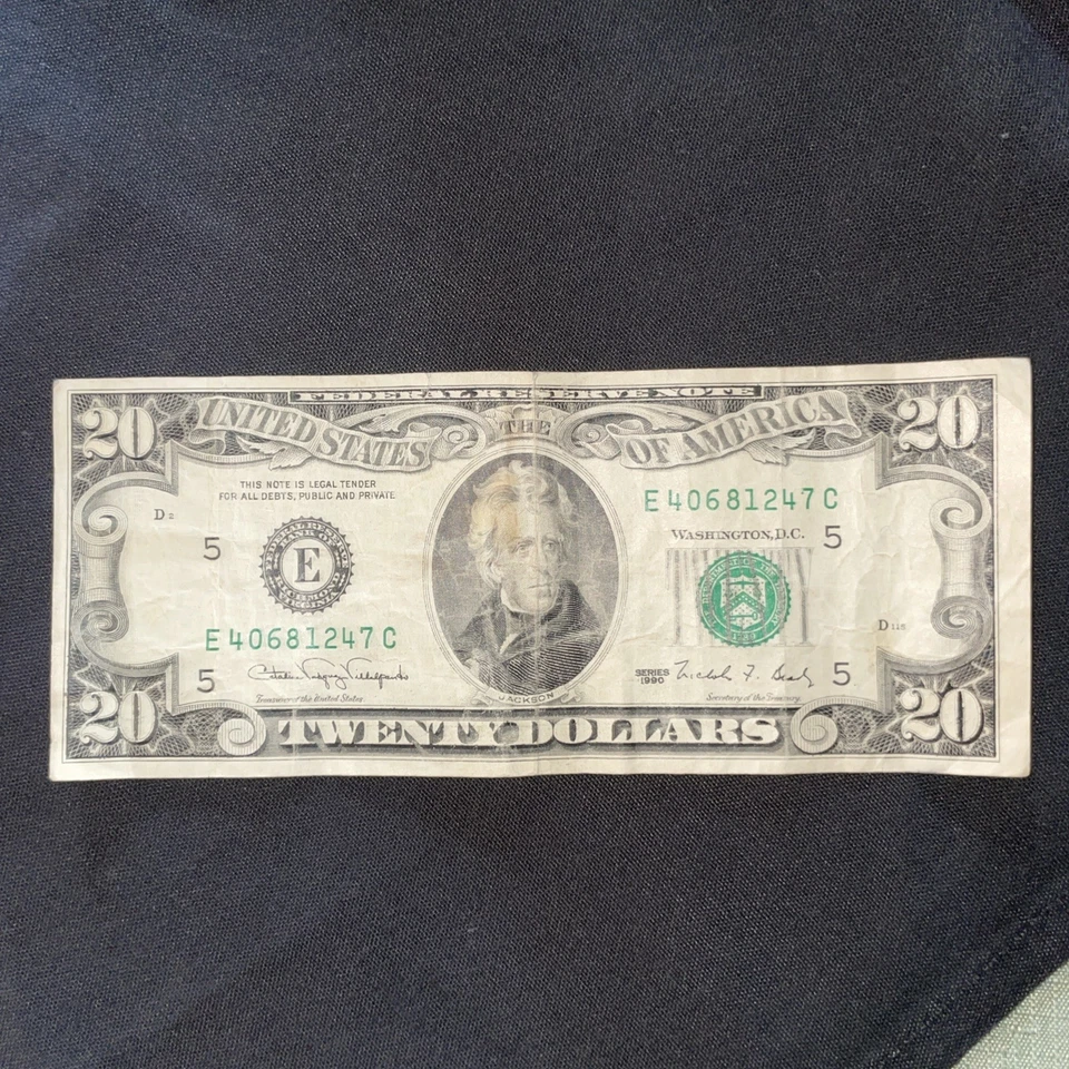 Rare Original Series 1990 $20 Dollar Bill Error Off Center Wide Right Margin - Image 1 of 4