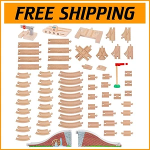 Comprehensive Wooden Train Track Pack with Arched Bridge – 17 Track Variants - Picture 1 of 9