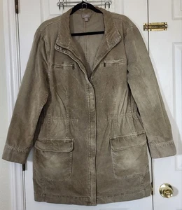 J. Jill Damen hellbraune leichte Langarm Utility Jacke Taschen Stretch Gr. L - Bild 1 von 5