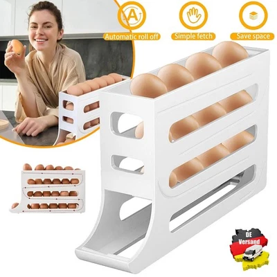 4Tier Eierhalter Kühlschrank Eier Aufbewahrungsbox Organizer Eierbox Eierspender - Bild 1 von 4