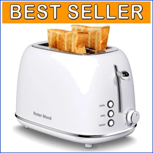 Compact Retro 2-Slice Toaster with 6 Shade Settings & Advanced Functions, White - Picture 1 of 10