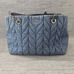 Kate Spade New York Quilted Denim Handbag Purse Jean Shoulder Bag - Picture 1 of 15