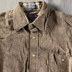 Pendleton Shirt Mens Medium Brown 100% Virgin Wool Elbow Patch Button Up Pocket - Picture 1 of 5
