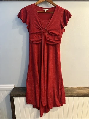 Niñas 14.5 Rojo Brillante Vestido Sin Habla Vestido de Navidad Hermoso Brillante ¡Imprescindible! Foto 1 de 4