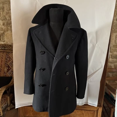 WW2  US NAVY BLUE PEA COAT 100% WOOL SIZE  DATED UNIFORME Size 36 - Photo 1/4