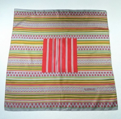 Bufanda de seda Givenchy Nouvelle Boutique VINTAGE gris rojo blanco granate verde amarillo Foto 1 de 4