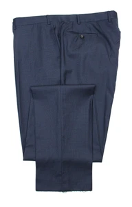 Canali Suit Pants 44 L fits 42 (62 EU) Mens Navy Patterned Wool Flat Front Italy - Picture 1 of 5