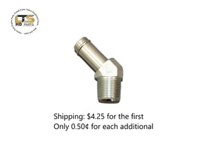 1/4" Beaded Hose Barb x 1/8" Male Pipe NPT 45° Steel Adapter 4503-04-02 - Picture 1 of 7