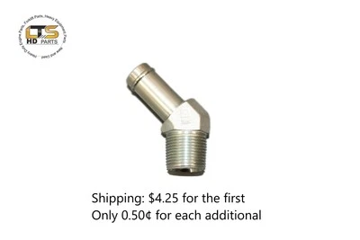 1/4" Beaded Hose Barb x 1/8" Male Pipe NPT 45° Steel Adapter 4503-04-02 - Image 1 of 4