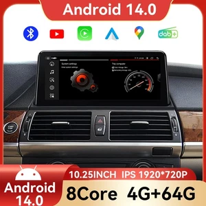 10.25" Android 14 Autoradio für BMW X5 E70 X6 E71 CIC CarPlay 64GB DAB+ GPS Navi - Bild 1 von 20