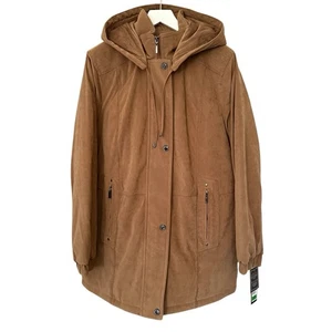 NWT Fleet Street Microsuede Removable Hood Jacket Coat Large - Picture 1 of 17