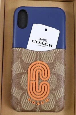 NEW COACH Phone Case Tan Admiral Khaki SIG C Pocket Logo iPhone X Case $78  - Image 1 of 4