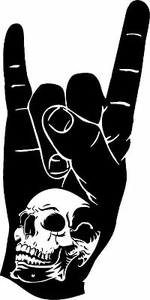 Skull Hand Horns Rock N Roll Heavy Metal Window Laptop Vinyl Decal Sticker - Foto 1 di 3