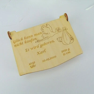 Geschenk zur Geburt Schatulle Schatztruhe Geld schenken Kiste aus Holz Taufe - Bild 1 von 4