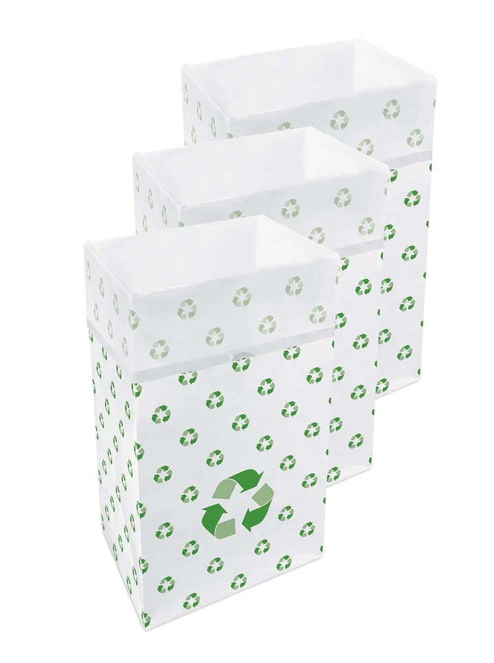 Clean Cubes 30 Gallon Disposable Trash Cans & Recycling Bins 3 Pack White