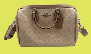 Coach New York Beige Signature Canvas Satchel Bag - NWT - Picture 1 of 9