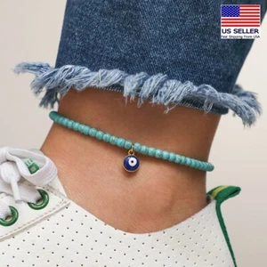 Mode Damen Fußkettchen Retro Türkis Evil Eye Glück Schutz Knöchelschmuck 1753 - Bild 1 von 3