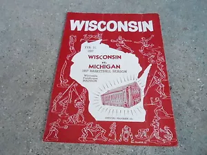 #MISC-3236 - 1957 WISCONSIN NCAA programa de baloncesto Badgers vs Wolverines - Imagen 1 de 1
