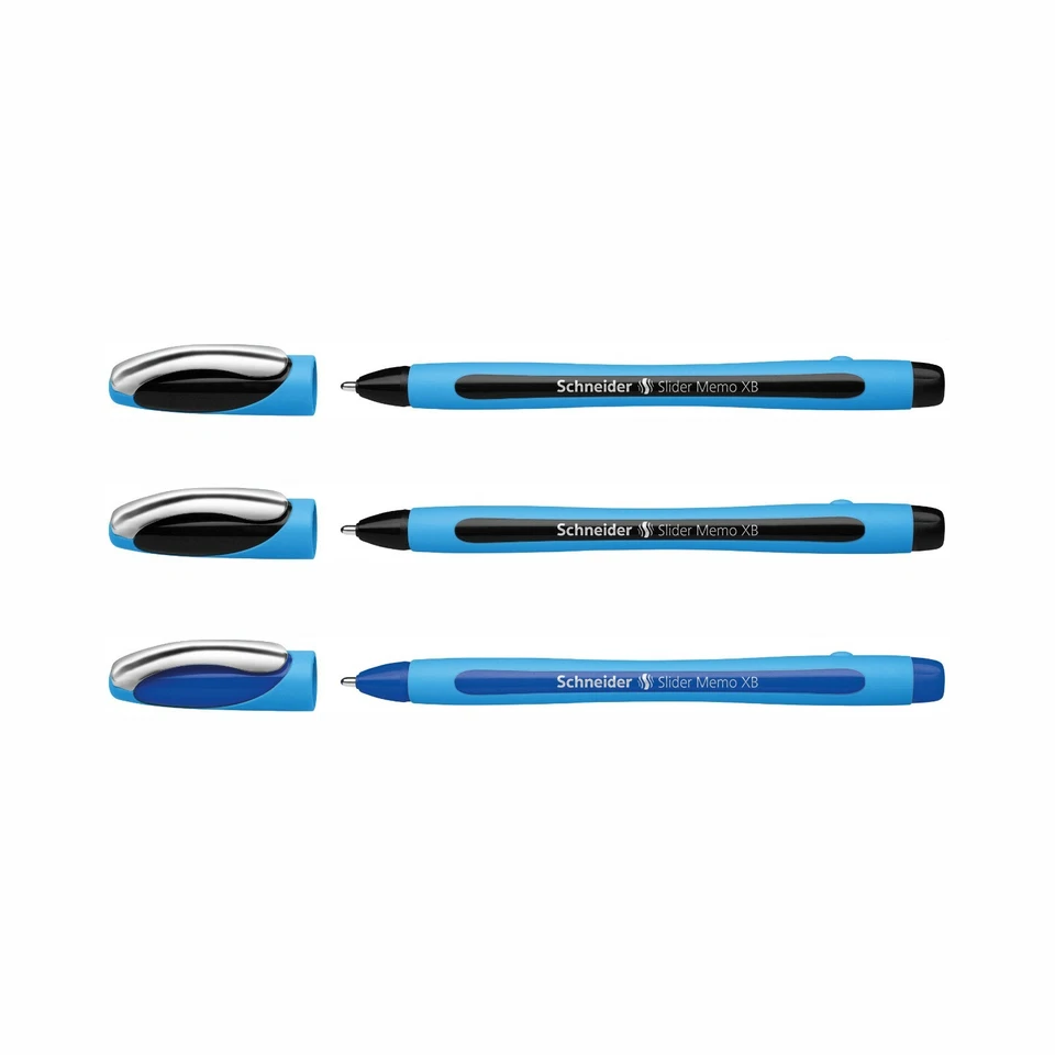 Kugelschreiber Schneider Slider Memo XB - 3er-Set 2x schwarz, 1x blau