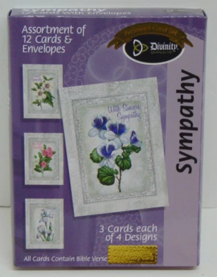 BOX 12 Christian SYMPATHY Greeting Cards, Inspirational Verse & Bible Scripture - Image 1 of 4