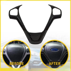 For Ford Fiesta MK7 MK7.5 2009-17 Carbon Fibre Effect Steering Wheel Trim Cover - Picture 1 of 9