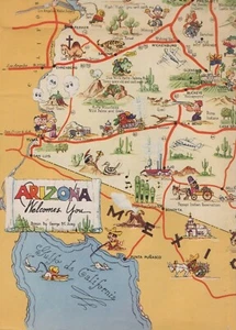 Wunderschöne originale 1940 bildhafte kartographische Karte von Arizona von George Avey - Bild 1 von 6