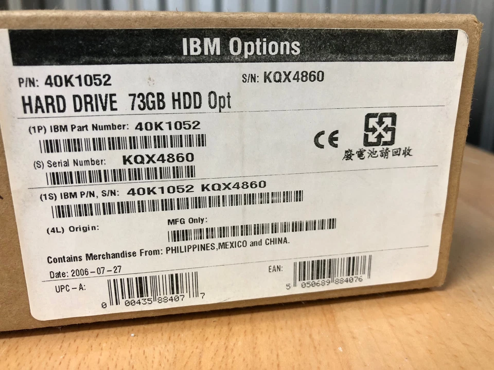 IBM exp 73gb 10k hot swap sas hard drive ibm pn: 40k1052 - Image 1 of 1