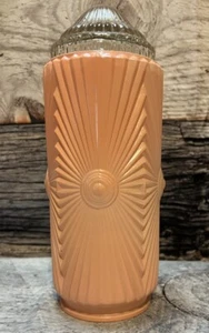 VINTAGE ART DECO SKYSCAPER TORPEDO BULLET PINK GLASS LAMP SHADE (19D) - Picture 1 of 7