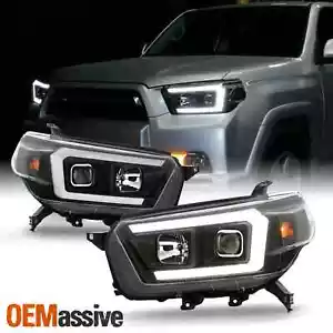 [LED TUBE]DRL Black Projector Head Lamps Light Pair For 2010-2013 Toyota 4Runner - Picture 1 of 9