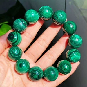 18mm Genuine Natural Green Malachite Eye Gemstone Beads Bracelet AAAA C6 - Picture 1 of 9