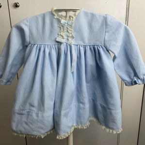 Baby Girls Maud Wilson Size 0 Dress Pale Blue & Lace Winter Party Vintage - Picture 1 of 5