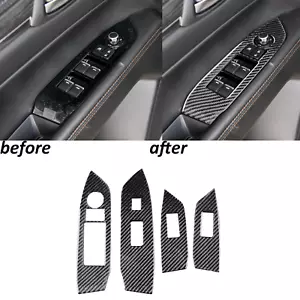 Real Carbon Fiber Interior Window Lift Switch Panel Trim For Mazda CX-5 2015-16 - Foto 1 di 20
