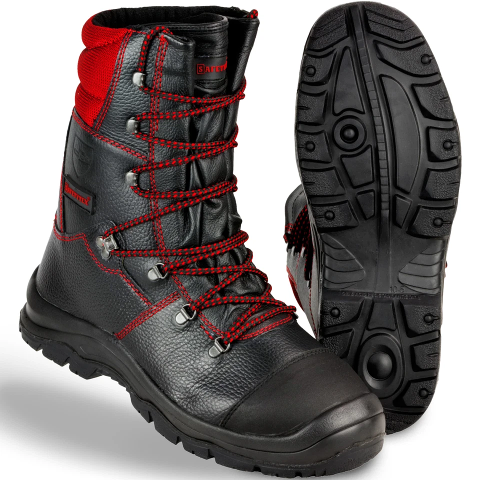 Forststiefel Schnittschutzstiefel Waldarbeiterstiefel Leder Forst Schnürstiefel - Bild 1 von 4