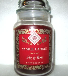 Yankee Kerze im Ruhestand ""FIG & ROSE"" Blumenmuster ~ groß 22 Unzen ~ WEISSES ETIKETT ~ SELTEN ~ NEU - Bild 1 von 3