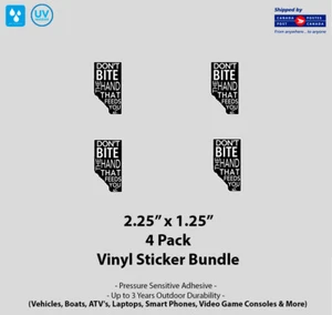 4- Pack 2.25" x 1.25" Don't Bite The Hand That Feeds You Vinyl Stickers - Foto 1 di 1