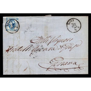 SP808 - 1863 Piego da Novi a Genova - 15 cent litografico Sas.13 - Ambulante - Bild 1 von 2