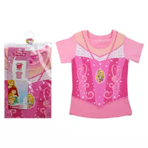 NUOVA maglietta ufficiale Disney Princess rosa abito design stampa 2-3 anni - Foto 1 di 3