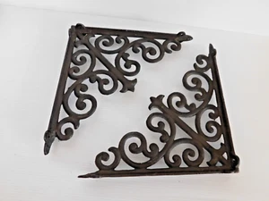 5-Cast Iron Wall Shelf Bracket Ornate Brace 10" (9 7/8") Deep - Picture 1 of 6