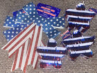 Patriotic July Fourth Summer Party Decorations - Bows Stars Glitter - Lot of 5