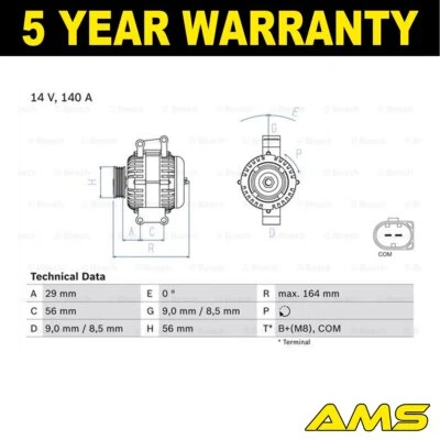 Fits Audi A5 2008-2012 A4 2007-2012 1.8 2.0 + Other Models Alternator AMS - Image 1 of 4
