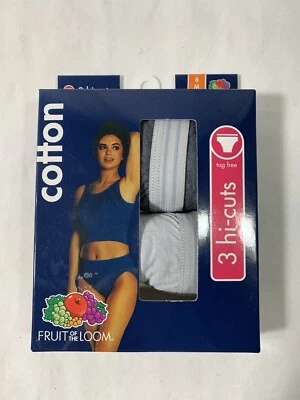 Ladies Cotton Hi Cuts, Size 6, By Fruit Of The Loom, 2 Pair, Brand New - Image 1 of 4