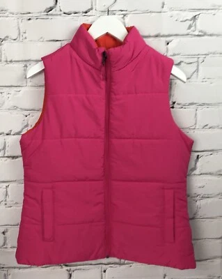 Merona Mujer Chaleco Reversible Chaqueta MEDIANO Abrigo Rosa Naranja Cremallera Bolsillos Frontales Foto 1 de 4