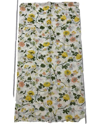 Vintage 70s Groovy Earth Floral Hippie Flowers Sheer Fabric Loomskill Inc 80”x44 - Image 1 of 4