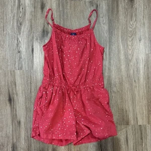 NWOT GapKids Girls Red Silver Star Cinched Waist Strap Tank Romper Sz M 8 - Picture 1 of 4