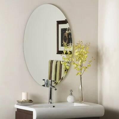 Decor Wonderland SSM202 Frameless Oval Bathroom Mirror 31.5" x 23.6"  - Image 1 of 4