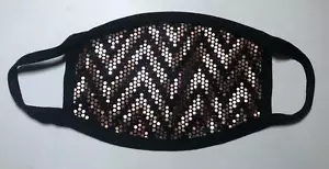 Sparkle Crystals Shiny Black Glitter Face Mask Washable Stretchy Adult Masks - Picture 1 of 6