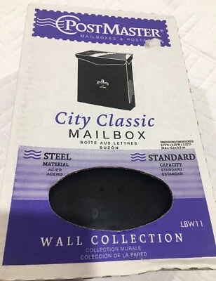 Postmaster Classic Vertical Wall Mount Mailbox Galvanized Steel, Black, New Box - Image 1 of 4